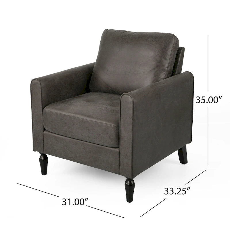 31" Moderner Mikrofaser Clubsessel mit konischen schwarzen Beinen