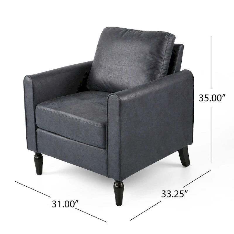 31" Moderner Mikrofaser Clubsessel mit konischen schwarzen Beinen