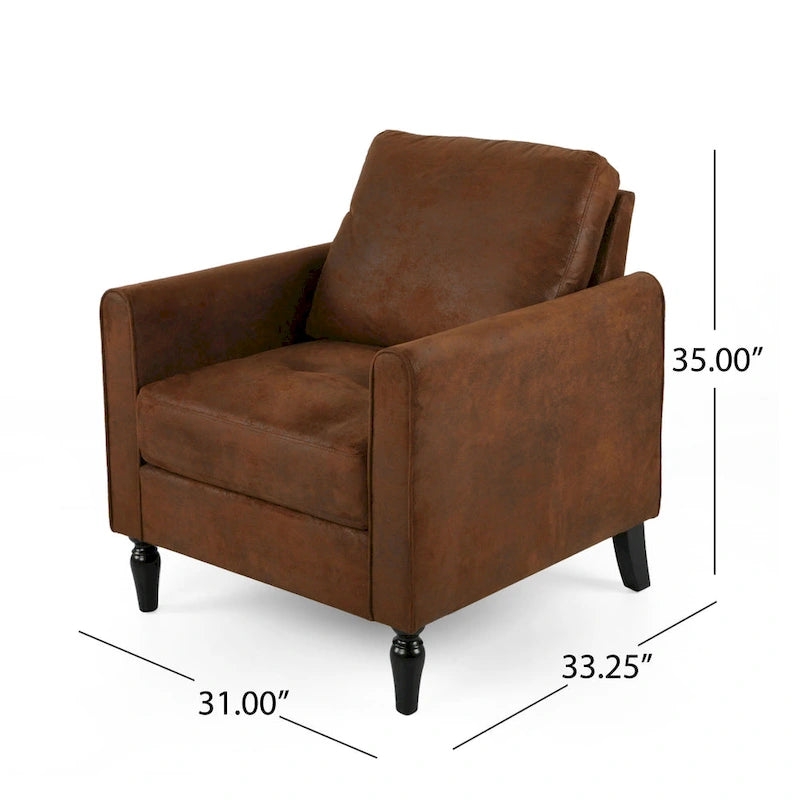 31" Moderner Mikrofaser Clubsessel mit konischen schwarzen Beinen