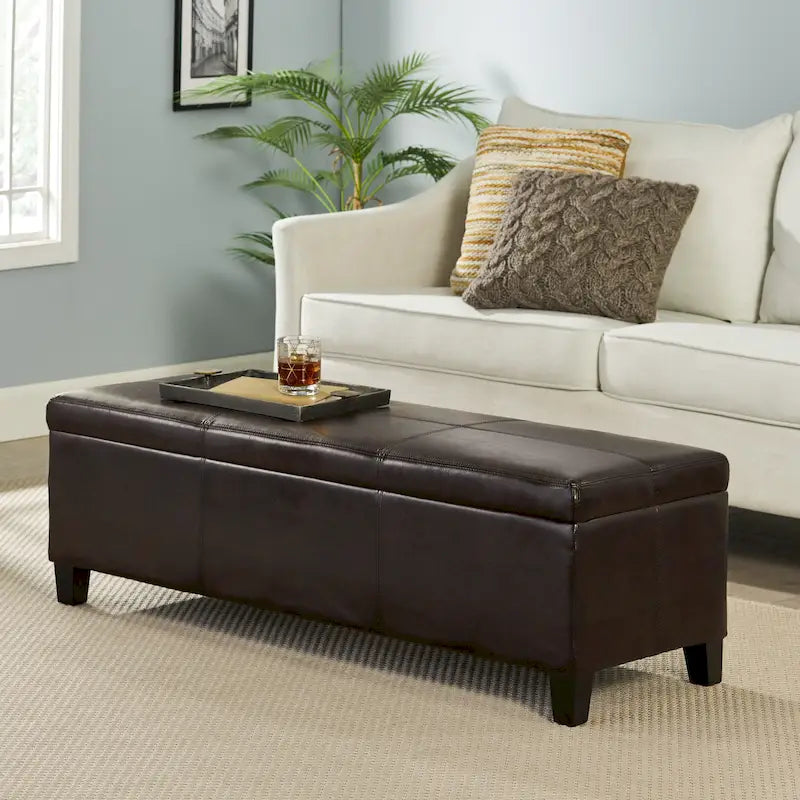 Sitzbank aus Kunstleder mit Soft-Close-Deckel – 51B x 17T x 16H