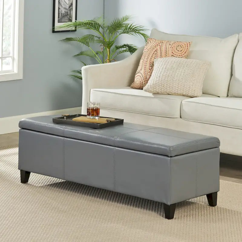 Sitzbank aus Kunstleder mit Soft-Close-Deckel – 51B x 17T x 16H