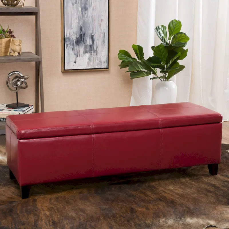 Sitzbank aus Kunstleder mit Soft-Close-Deckel – 51B x 17T x 16H