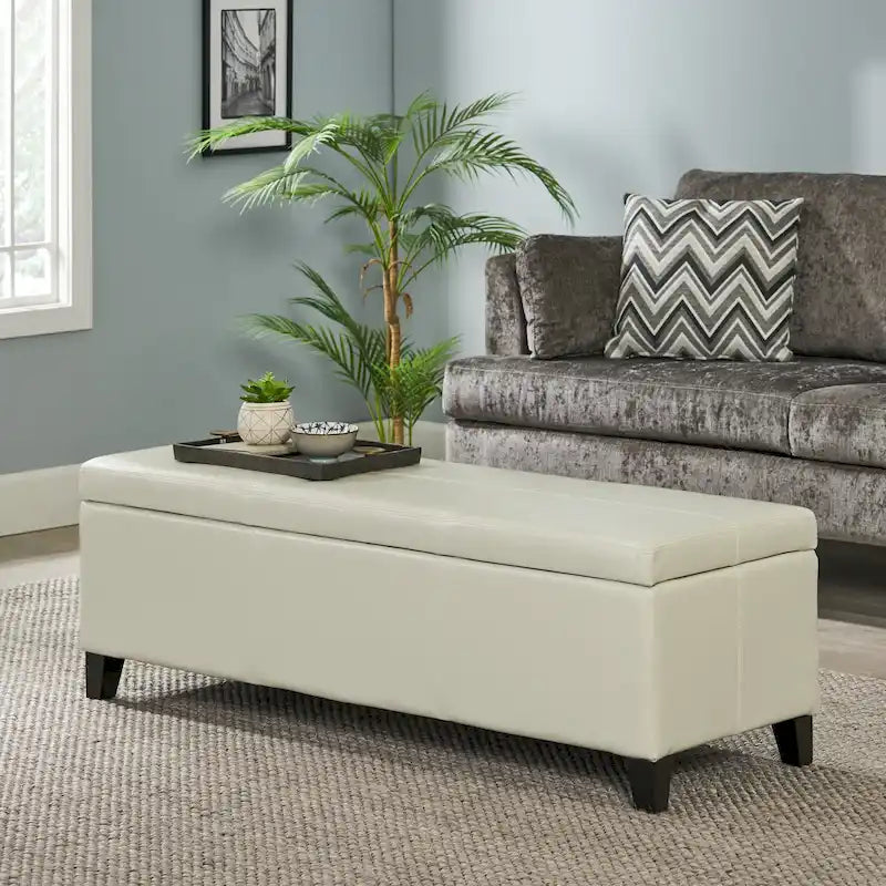 Sitzbank aus Kunstleder mit Soft-Close-Deckel – 51B x 17T x 16H