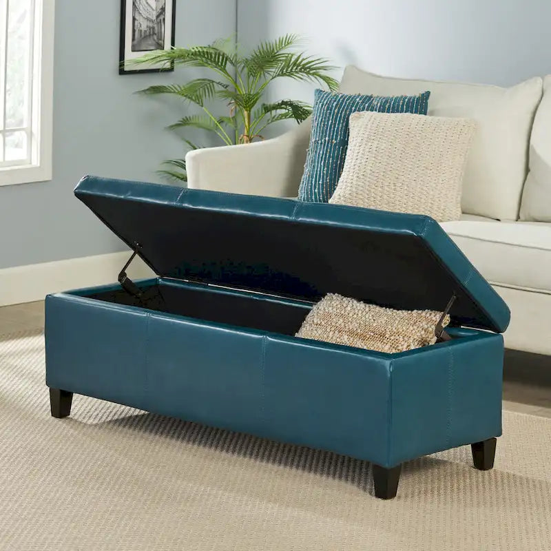Sitzbank aus Kunstleder mit Soft-Close-Deckel – 51B x 17T x 16H
