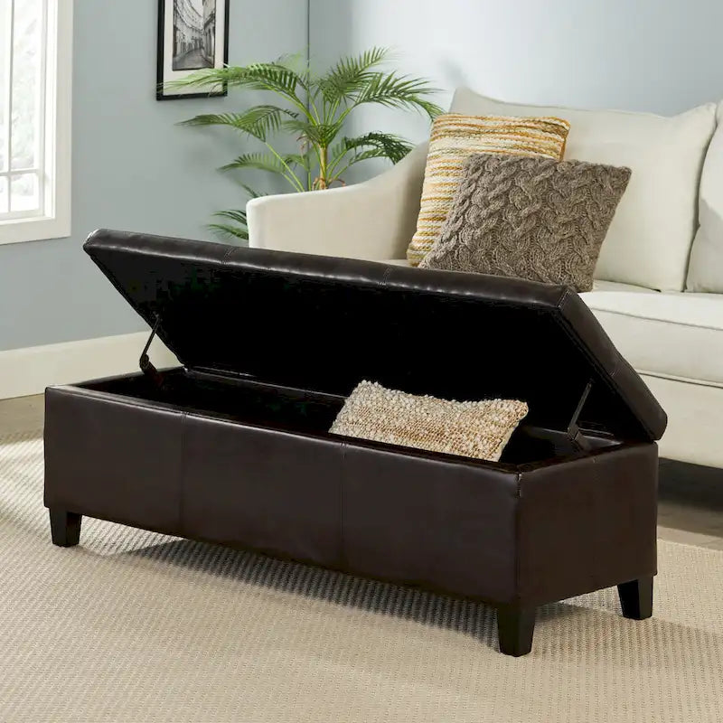Sitzbank aus Kunstleder mit Soft-Close-Deckel – 51B x 17T x 16H
