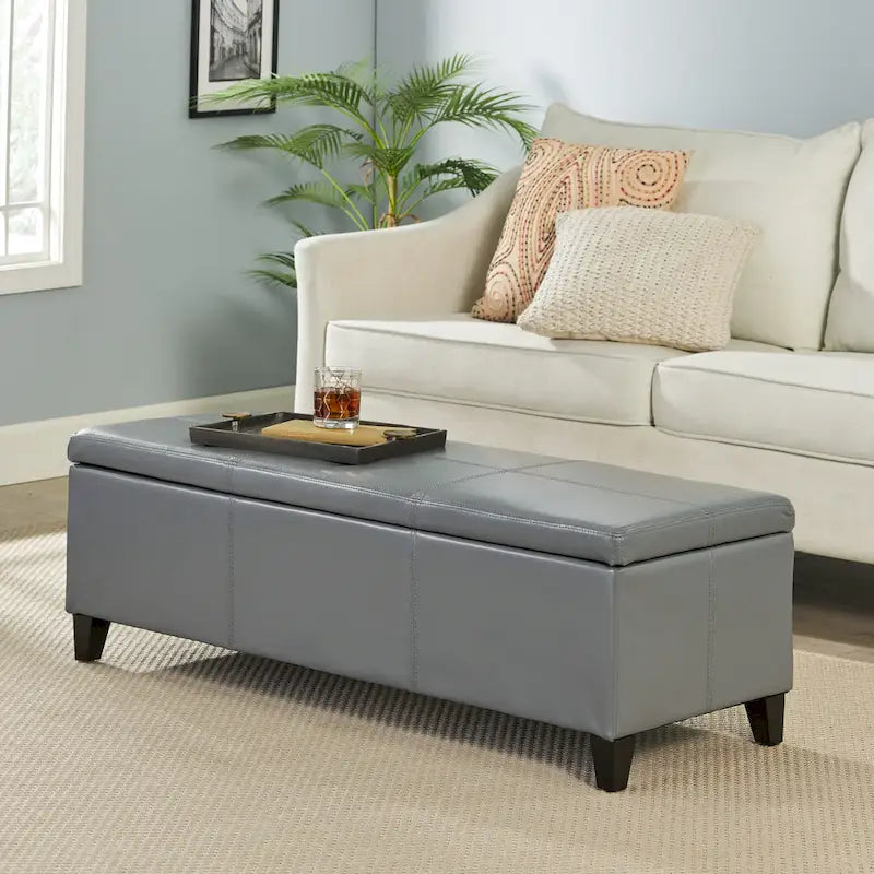 Sitzbank aus Kunstleder mit Soft-Close-Deckel – 51B x 17T x 16H