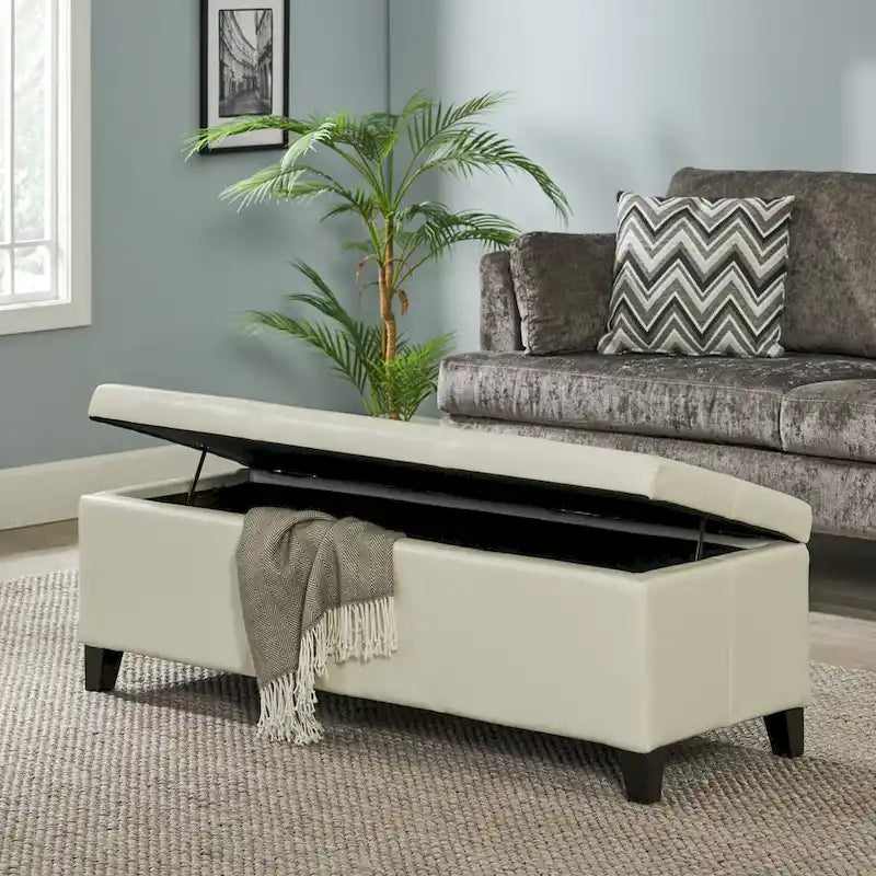 Sitzbank aus Kunstleder mit Soft-Close-Deckel – 51B x 17T x 16H