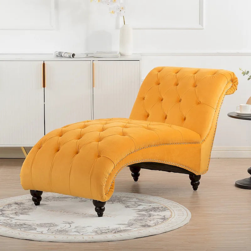 Armlose Indoor-Chaiselongue mit Knopfheftung