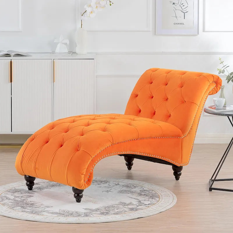 Armlose Indoor-Chaiselongue mit Knopfheftung