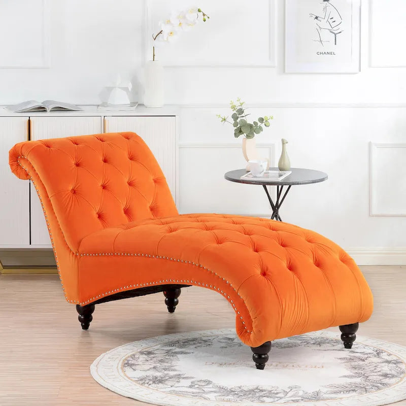 Armlose Indoor-Chaiselongue mit Knopfheftung