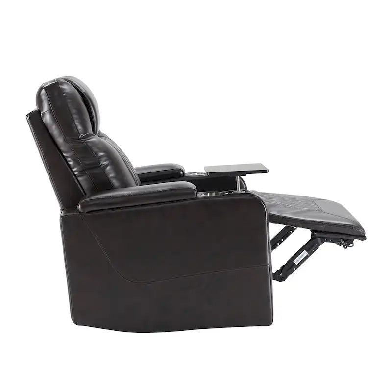 Relaxliege aus PU-Leder mit Motor, USB-Anschluss und drehbarer Ablage
