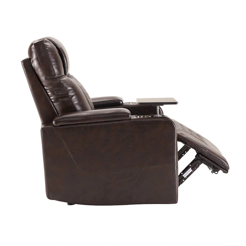 Relaxliege aus PU-Leder mit Motor, USB-Anschluss und drehbarer Ablage