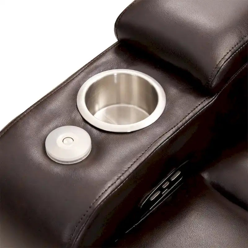 Relaxliege aus PU-Leder mit Motor, USB-Anschluss und drehbarer Ablage