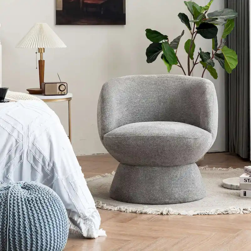 Bouclé gepolsterter um 360° drehbarer Akzentsessel