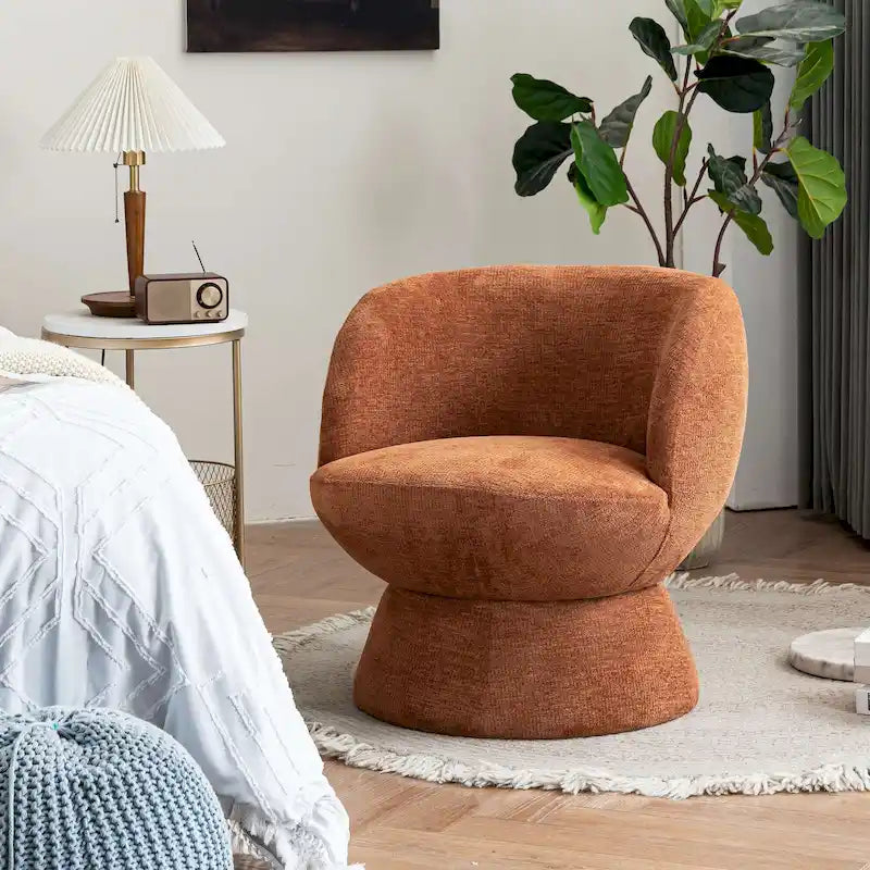 Bouclé gepolsterter um 360° drehbarer Akzentsessel