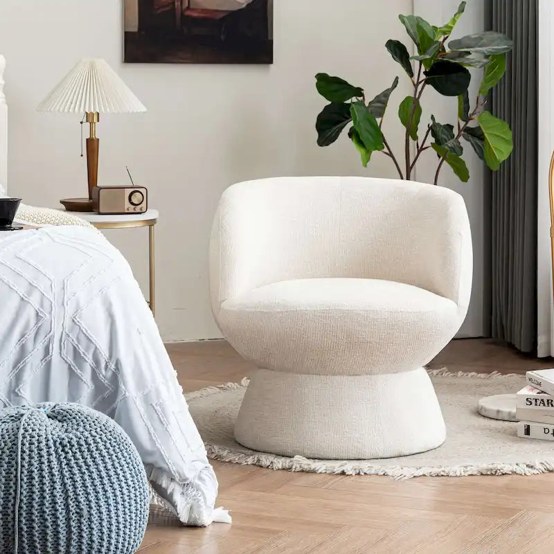 Bouclé gepolsterter um 360° drehbarer Akzentsessel