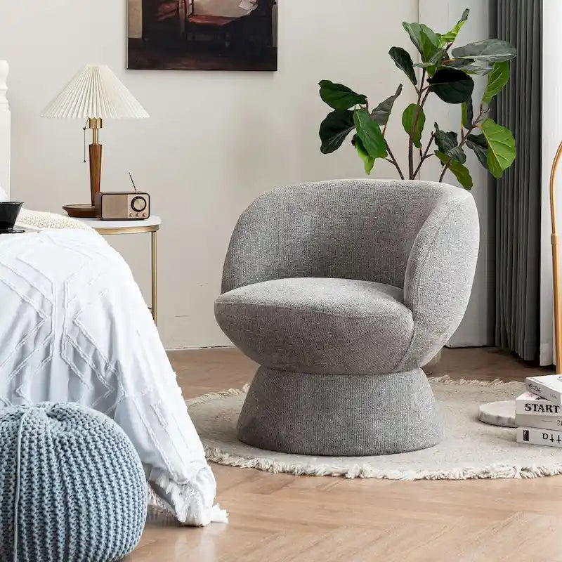 Bouclé gepolsterter um 360° drehbarer Akzentsessel