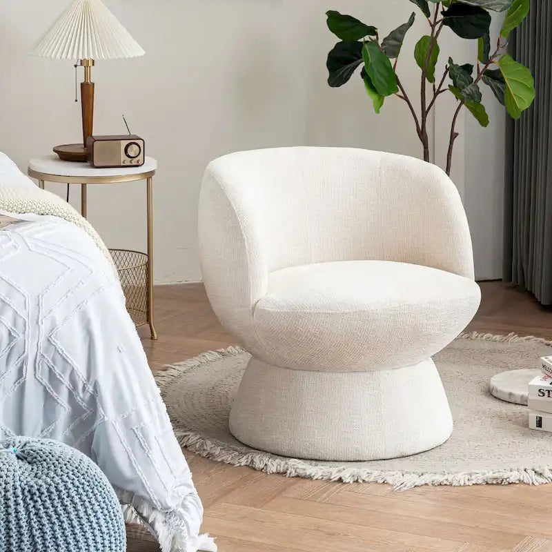 Bouclé gepolsterter um 360° drehbarer Akzentsessel