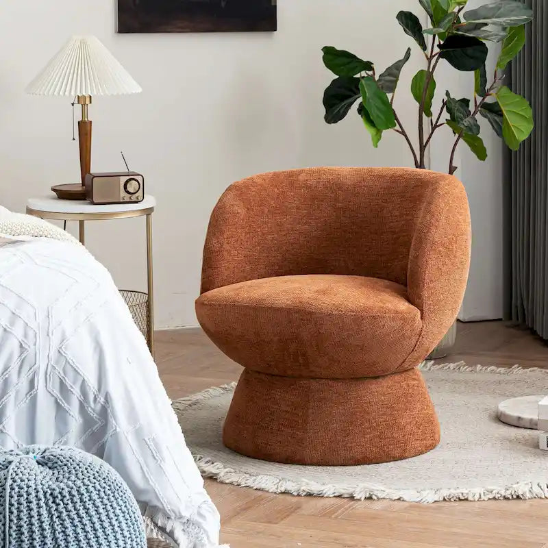 Bouclé gepolsterter um 360° drehbarer Akzentsessel