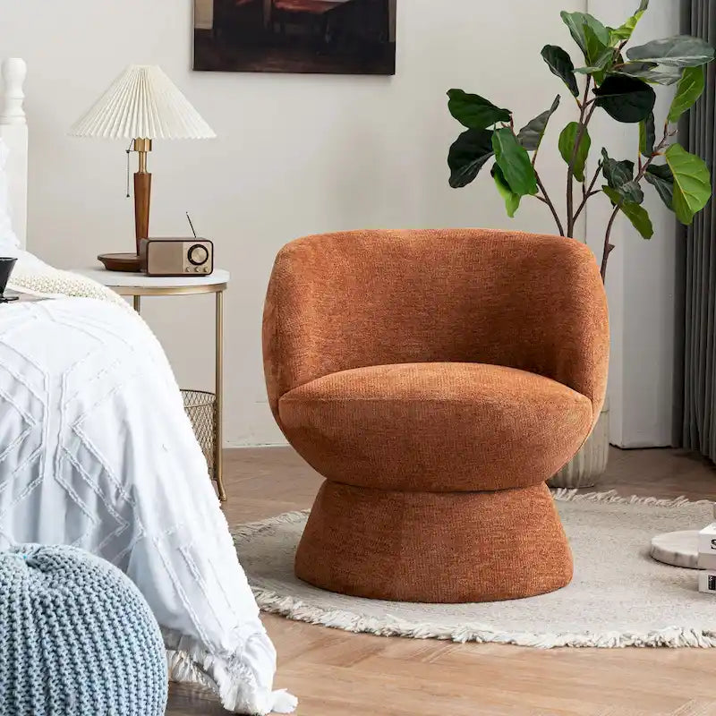 Bouclé gepolsterter um 360° drehbarer Akzentsessel