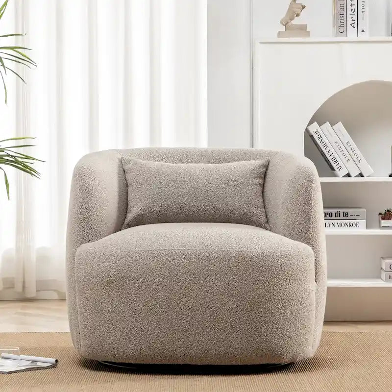 34 Zoll Poly-Mischgewebe Bouclé-Stoff Polsterdrehsessel