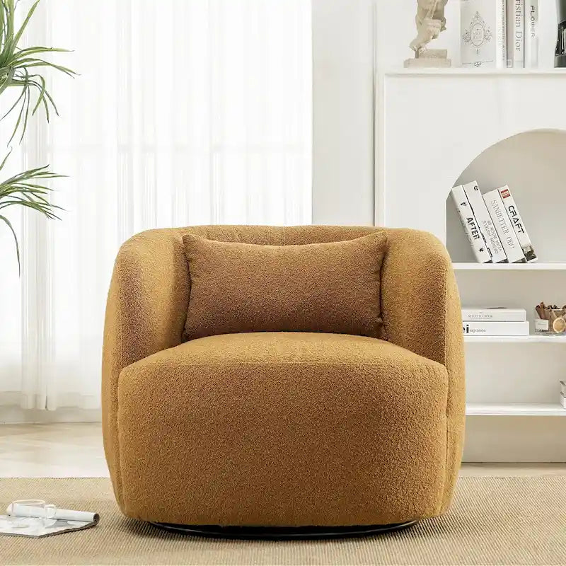 34 Zoll Poly-Mischgewebe Bouclé-Stoff Polsterdrehsessel