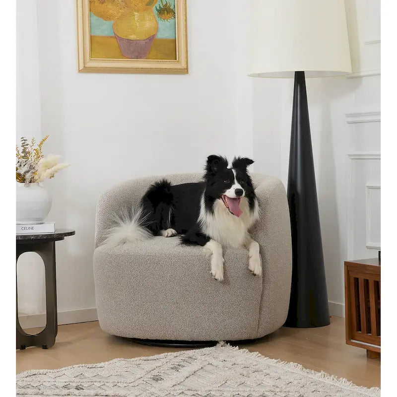 34 Zoll Poly-Mischgewebe Bouclé-Stoff Polsterdrehsessel