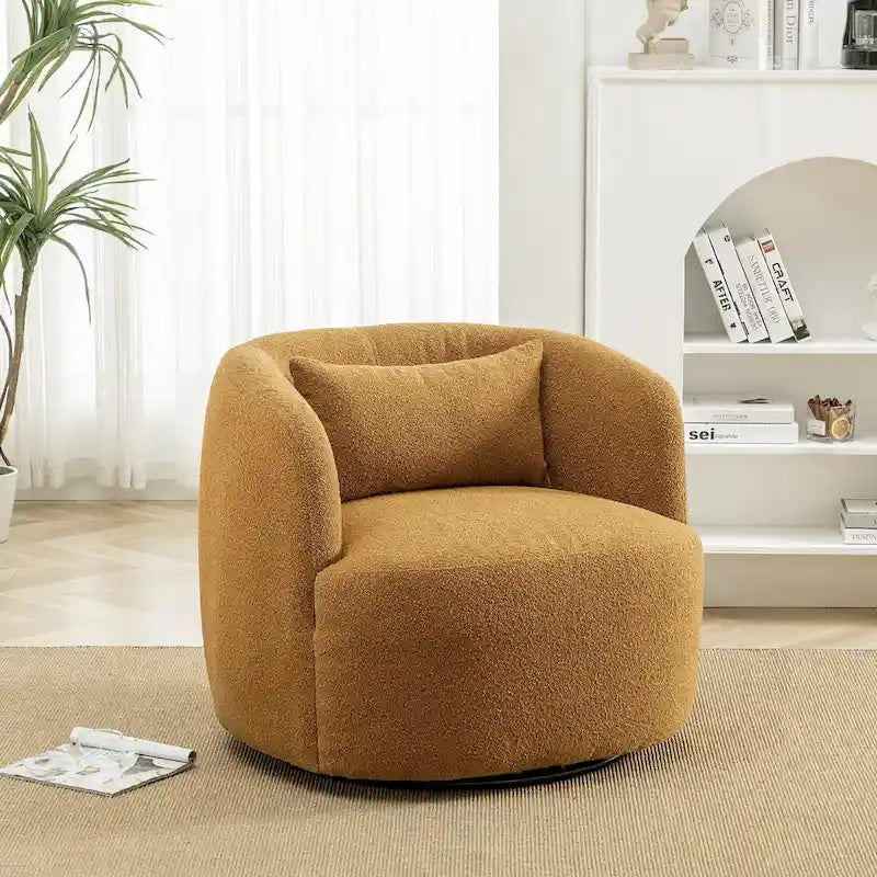 34 Zoll Poly-Mischgewebe Bouclé-Stoff Polsterdrehsessel