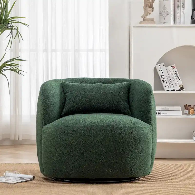 34 Zoll Poly-Mischgewebe Bouclé-Stoff Polsterdrehsessel