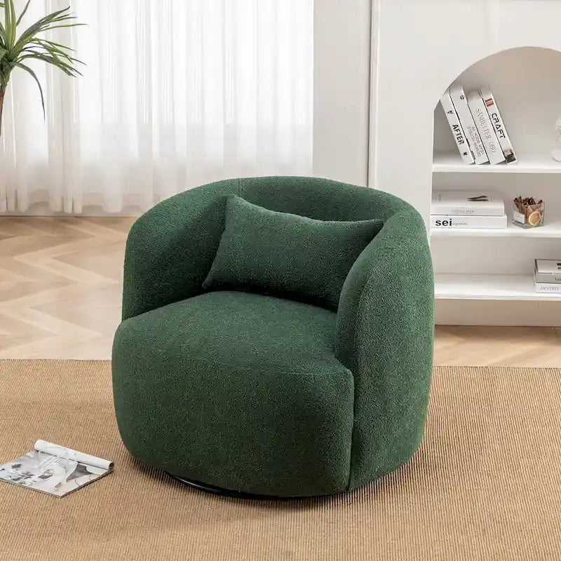 34 Zoll Poly-Mischgewebe Bouclé-Stoff Polsterdrehsessel