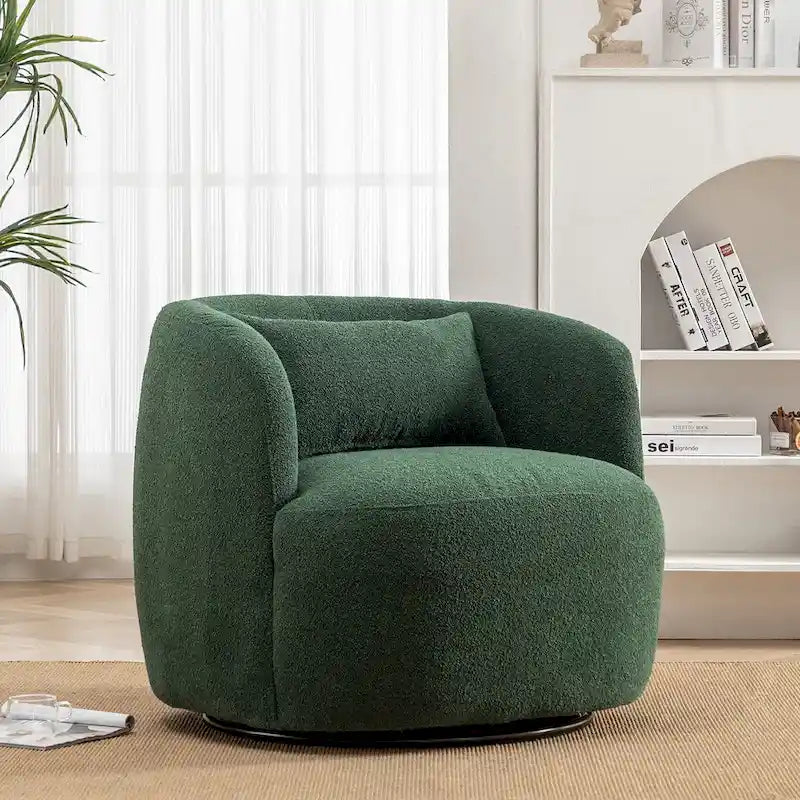34 Zoll Poly-Mischgewebe Bouclé-Stoff Polsterdrehsessel