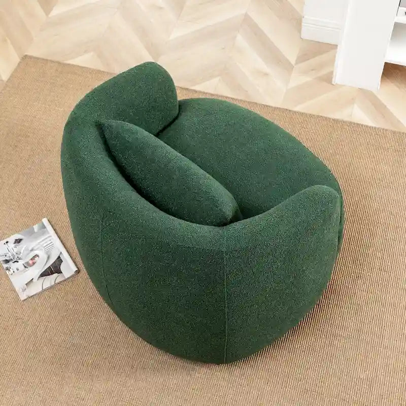 34 Zoll Poly-Mischgewebe Bouclé-Stoff Polsterdrehsessel
