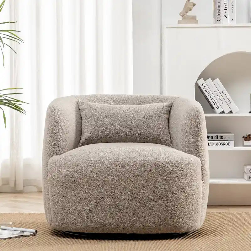 34 Zoll Poly-Mischgewebe Bouclé-Stoff Polsterdrehsessel