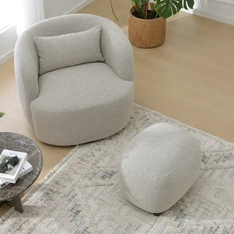 34 Zoll Poly-Mischgewebe Bouclé-Stoff Polsterdrehsessel