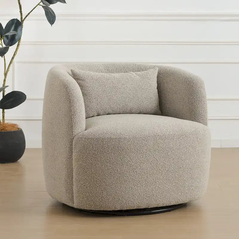 34 Zoll Poly-Mischgewebe Bouclé-Stoff Polsterdrehsessel