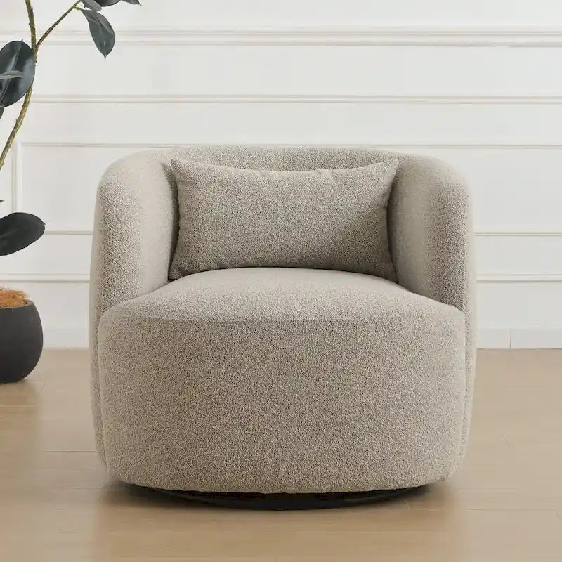 34 Zoll Poly-Mischgewebe Bouclé-Stoff Polsterdrehsessel