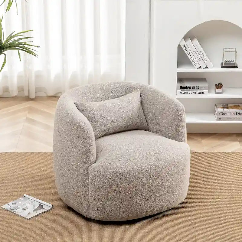 34 Zoll Poly-Mischgewebe Bouclé-Stoff Polsterdrehsessel