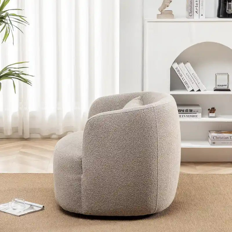 34 Zoll Poly-Mischgewebe Bouclé-Stoff Polsterdrehsessel