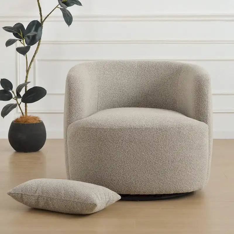 34 Zoll Poly-Mischgewebe Bouclé-Stoff Polsterdrehsessel