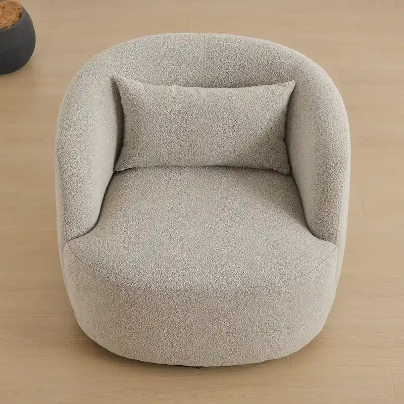 34 Zoll Poly-Mischgewebe Bouclé-Stoff Polsterdrehsessel