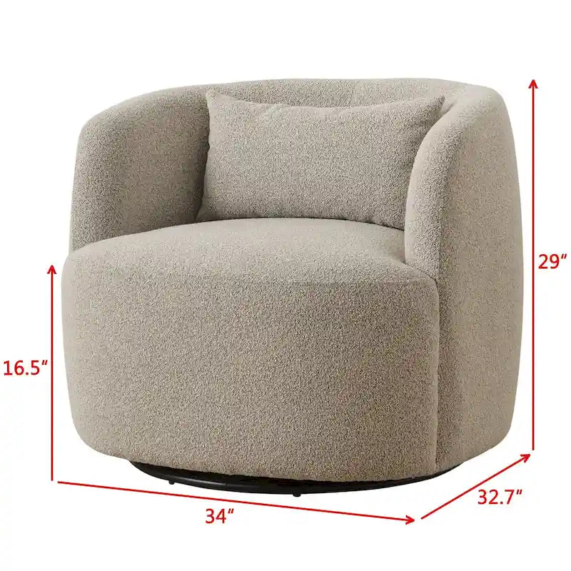34 Zoll Poly-Mischgewebe Bouclé-Stoff Polsterdrehsessel