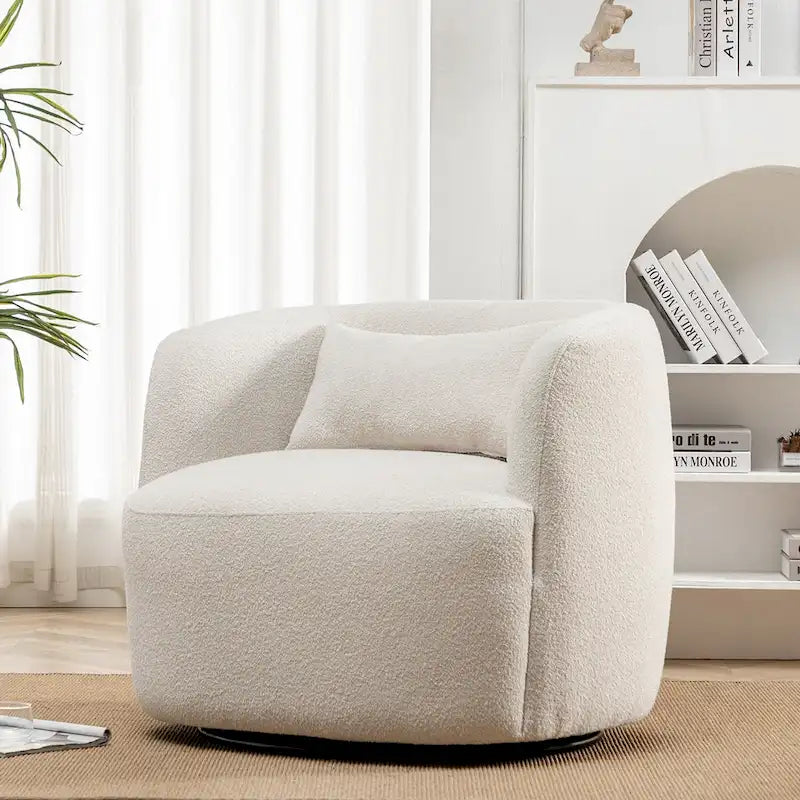 34 Zoll Poly-Mischgewebe Bouclé-Stoff Polsterdrehsessel