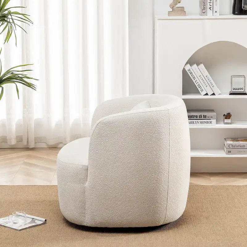 34 Zoll Poly-Mischgewebe Bouclé-Stoff Polsterdrehsessel