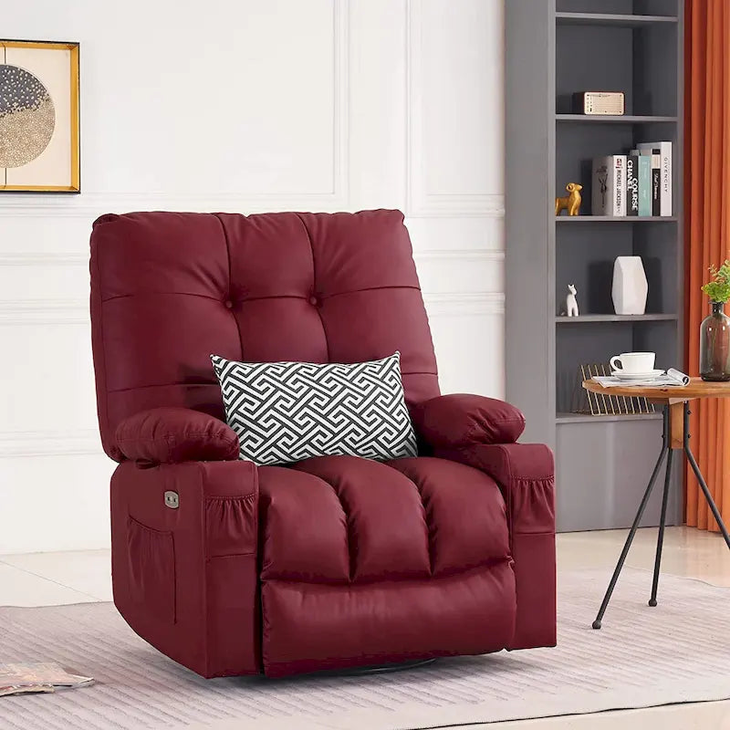 Großer elektrischer Schaukel- und Gleitsessel mit Massage und Heizung, Kunstleder