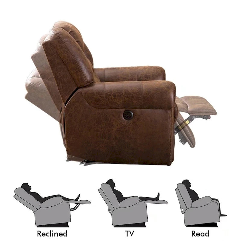 Atmungsaktiver Leder-Power-Liegesessel mit USB-Anschluss