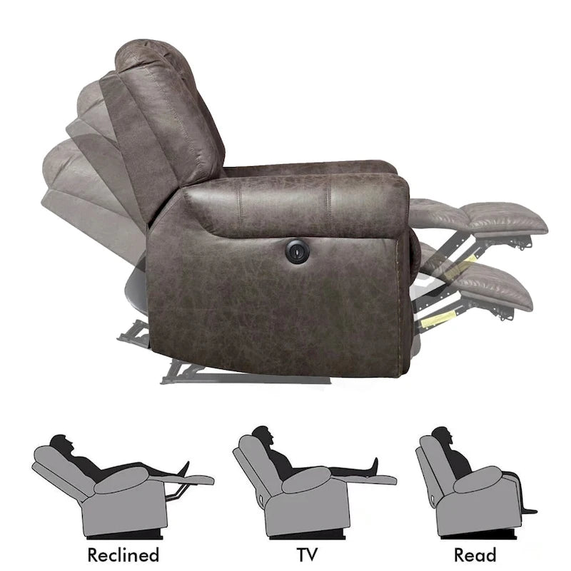 Atmungsaktiver Leder-Power-Liegesessel mit USB-Anschluss