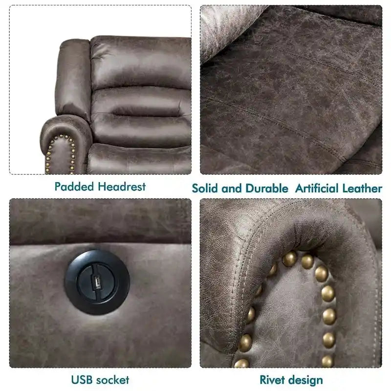 Atmungsaktiver Leder-Power-Liegesessel mit USB-Anschluss