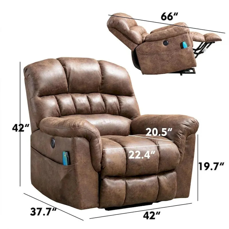 42 Zoll breiter, extragroßer Power-Lift-Sessel mit Massage und Heizung