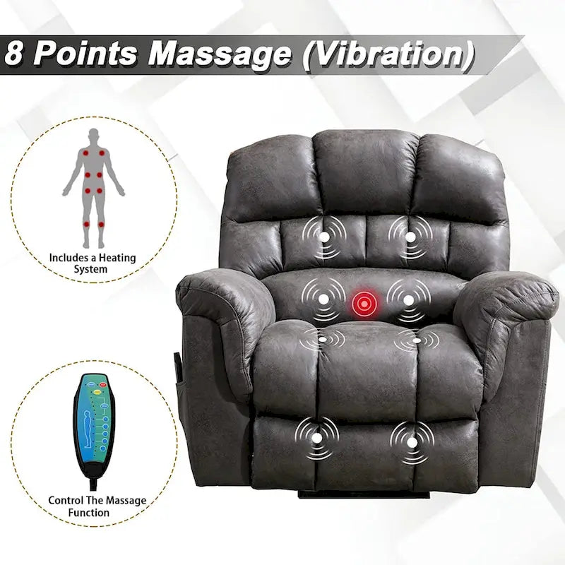 42 Zoll breiter, extragroßer Power-Lift-Sessel mit Massage und Heizung