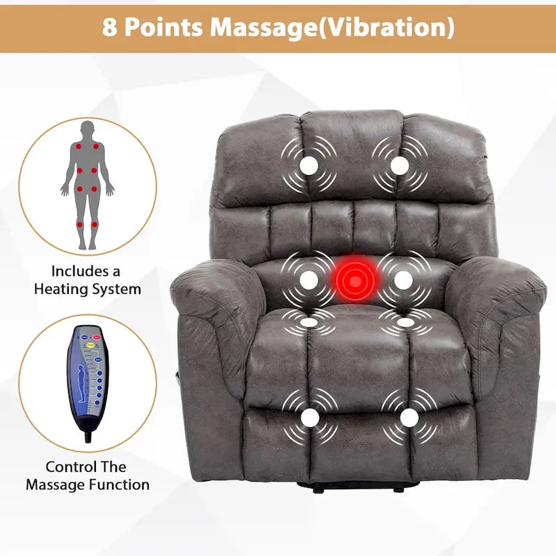 42 Zoll breiter, extragroßer Power-Lift-Sessel mit Massage und Heizung